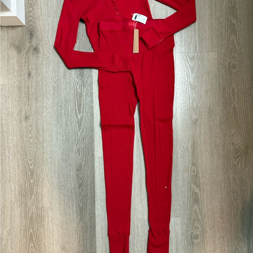 SKIMS Red Jumpsuit with Tapered Legs